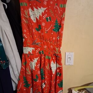 Lady Vintage Cotton Christmas Dress w/ Pockets | Size 18